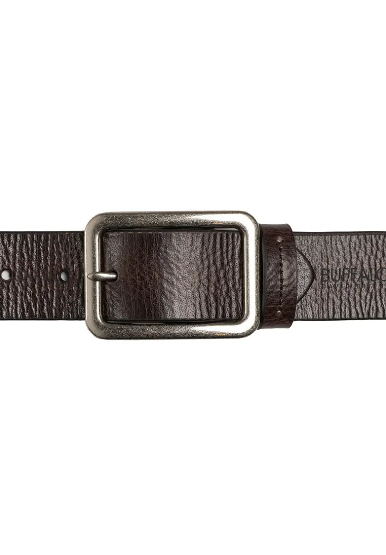 Textured Full Grain Brown Buffalo Leather Belt - BB1002C03