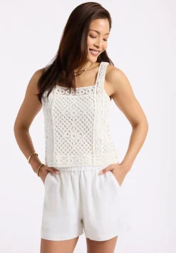Thalassa Women's Crochet Tank Top, White - SW0121P