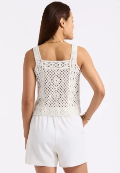 Thalassa Women's Crochet Tank Top, White - SW0121P