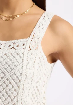 Thalassa Women's Crochet Tank Top, White - SW0121P