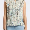Tinlee Women's Sleeveless Floral Ruffle Blouse with Pintuck Details, Paisley - WT0175P