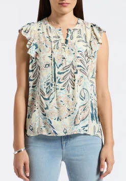 Tinlee Women's Sleeveless Floral Ruffle Blouse with Pintuck Details, Paisley - WT0175P