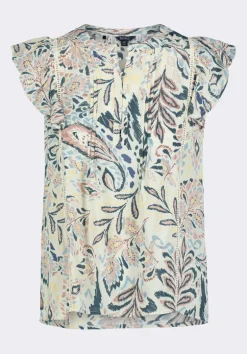 Tinlee Women's Sleeveless Floral Ruffle Blouse with Pintuck Details, Paisley - WT0175P