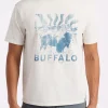 Tison Men's Graphic T-Shirt with Buffalo Print, Milk - BM24645