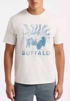 Tison Men's Graphic T-Shirt with Buffalo Print, Milk - BM24645