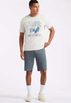 Tison Men's Graphic T-Shirt with Buffalo Print, Milk - BM24645
