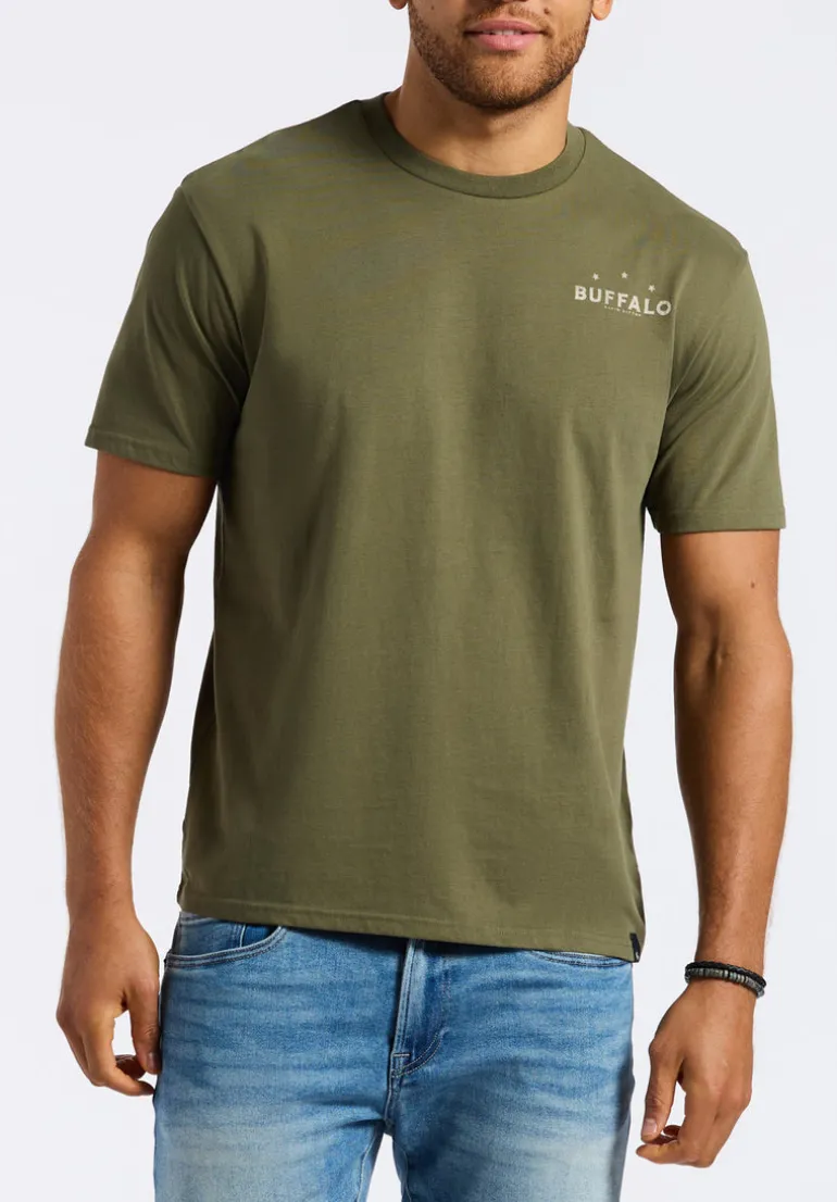 Toftlund Men's Graphic T-Shirt with Bull Skull Print, Fern Green - BM24635