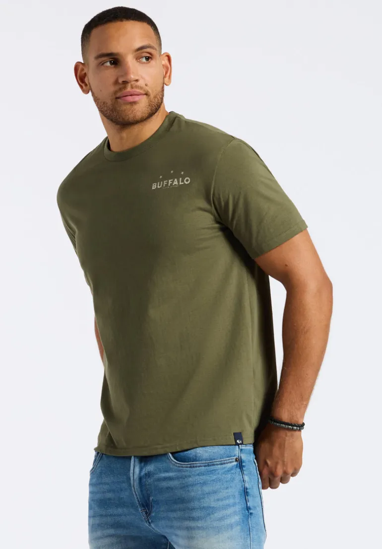 Toftlund Men's Graphic T-Shirt with Bull Skull Print, Fern Green - BM24635
