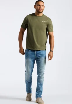 Toftlund Men's Graphic T-Shirt with Bull Skull Print, Fern Green - BM24635