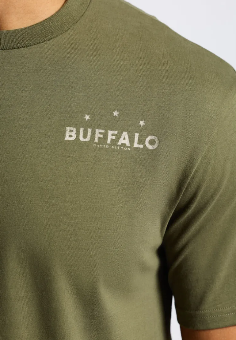 Toftlund Men's Graphic T-Shirt with Bull Skull Print, Fern Green - BM24635