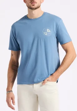 Tollose Men's Graphic T-Shirt with Heritage Print, Coronet Blue - BM24633