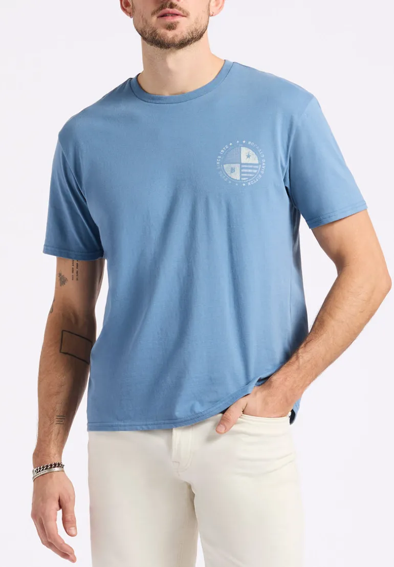 Tollose Men's Graphic T-Shirt with Heritage Print, Coronet Blue - BM24633