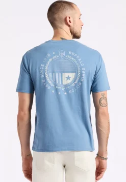 Tollose Men's Graphic T-Shirt with Heritage Print, Coronet Blue - BM24633