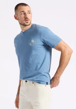 Tollose Men's Graphic T-Shirt with Heritage Print, Coronet Blue - BM24633