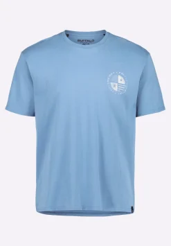 Tollose Men's Graphic T-Shirt with Heritage Print, Coronet Blue - BM24633