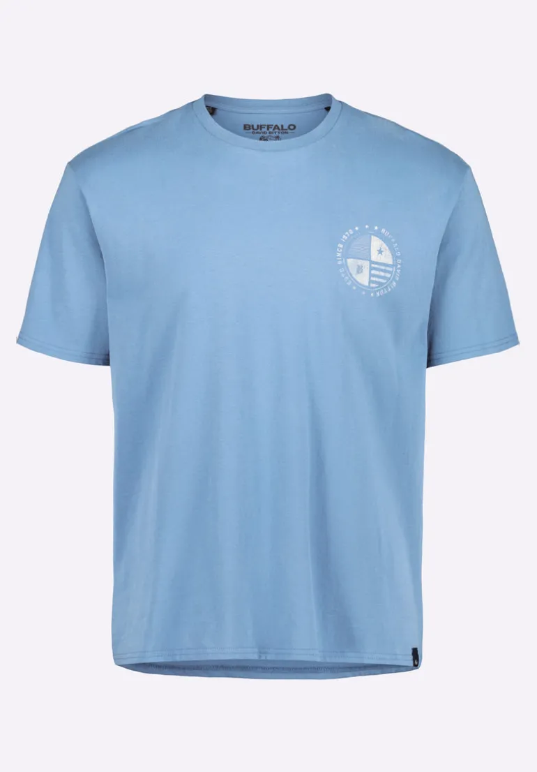 Tollose Men's Graphic T-Shirt with Heritage Print, Coronet Blue - BM24633