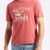 Trokes Men's Graphic T-Shirt with Motors Print, Mineral Red - BM24638