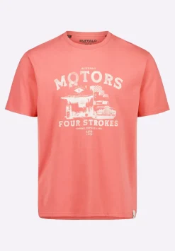 Trokes Men's Graphic T-Shirt with Motors Print, Mineral Red - BM24638