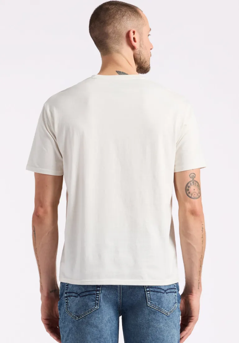Tusaf Men's Graphic T-Shirt with American Flag Print, Milk - BM24648