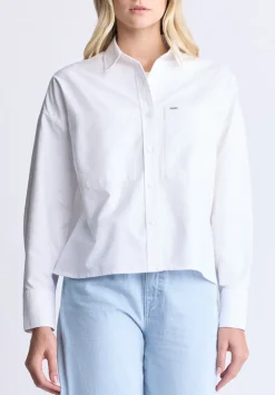 Twyla Women's Boxy Button-Up Shirt, White - WT0170H