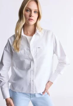 Twyla Women's Boxy Button-Up Shirt, White - WT0170H