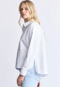 Twyla Women's Boxy Button-Up Shirt, White - WT0170H