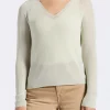 Valencianna Women's V-Neck Lightweight Knit Sweater, Flax Green - SW0126P