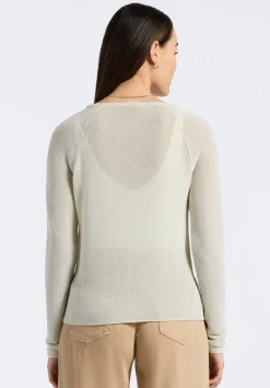 Valencianna Women's V-Neck Lightweight Knit Sweater, Flax Green - SW0126P