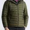 Vince Men’s Quilted Puffer Zip-Up Jacket with Contrasting Hoodie, Green - OBMFE003