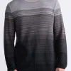 Waldy Men's Gradient Striped Knit Pullover, Charcoal - BM24419
