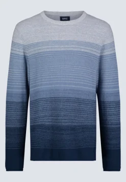 Waldy Men's Gradient Striped Knit Pullover, Mirage Blue - BM24419