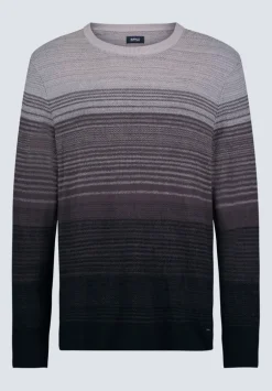 Waldy Men's Gradient Striped Knit Pullover, Charcoal - BM24419