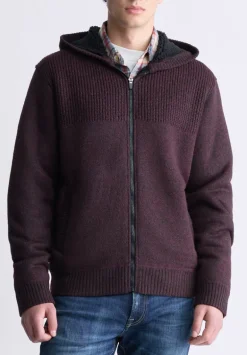 Walmick Men's Full-Zip Knit Hoodie with Sherpa Lining, Fico Red - BM24477