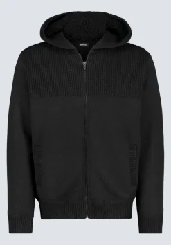 Walmick Men's Full-Zip Knit Hoodie with Sherpa Lining, Black - BM24477