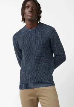 Washy Men's Textured Knit Crewneck Sweater, Whale - BM24184