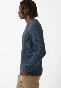 Washy Men's Textured Knit Crewneck Sweater, Whale - BM24184