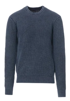 Washy Men's Textured Knit Crewneck Sweater, Whale - BM24184