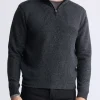 Werneck Men's Quarter-Zip Ribbed Knit Sweater, Dark Grey - BPM14177
