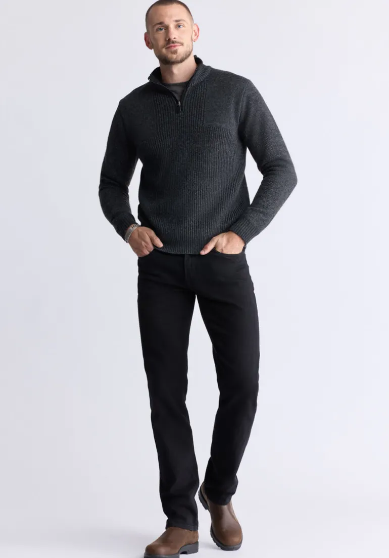 Werneck Men's Quarter-Zip Ribbed Knit Sweater, Dark Grey - BPM14177