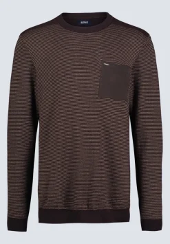 William Men's Striped Knit Pullover, Chocolate - BM24420
