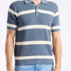Winder Men's Short-Sleeve Striped Sweater Polo, Mirage Blue - BM24549
