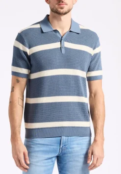Winder Men's Short-Sleeve Striped Sweater Polo, Mirage Blue - BM24549