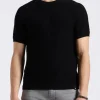 Wipped Men's Textured Knit Short-Sleeve Crewneck Sweater, Charcoal - BM24533