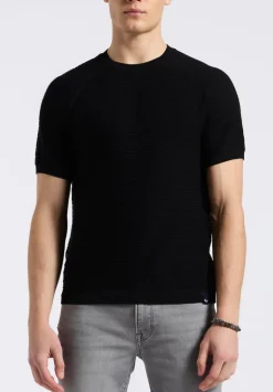 Wipped Men's Textured Knit Short-Sleeve Crewneck Sweater, Charcoal - BM24533