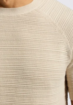 Wipped Men's Textured Knit Short-Sleeve Crewneck Sweater, Buttercream Beige - BM24533