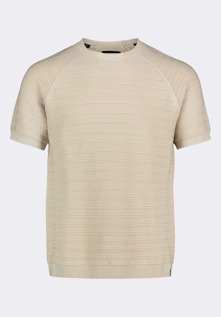 Wipped Men's Textured Knit Short-Sleeve Crewneck Sweater, Buttercream Beige - BM24533
