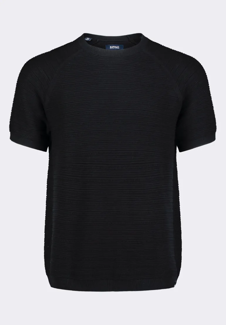 Wipped Men's Textured Knit Short-Sleeve Crewneck Sweater, Charcoal - BM24533