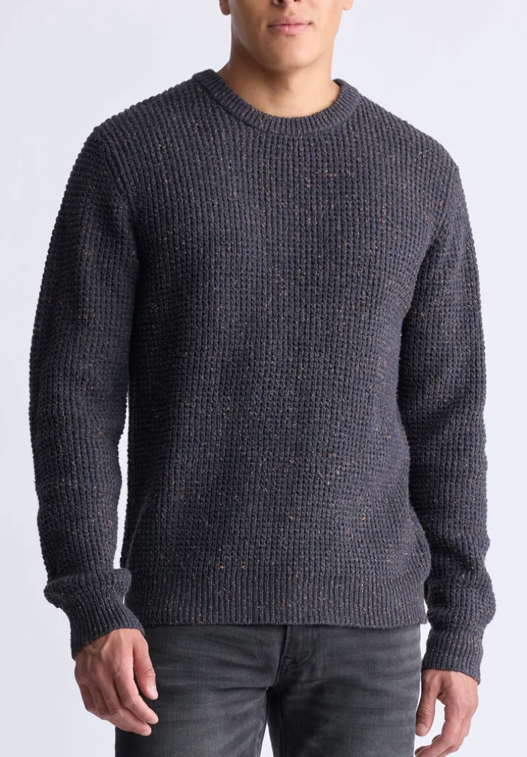 Wonder Men’s Long Sleeve Speckled Knit Sweater, Brown - BM24464