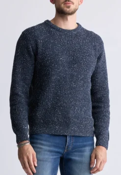 Wonder Men’s Long Sleeve Speckled Knit Sweater, Navy - BM24464