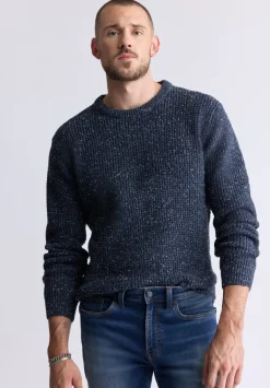 Wonder Men’s Long Sleeve Speckled Knit Sweater, Navy - BM24464